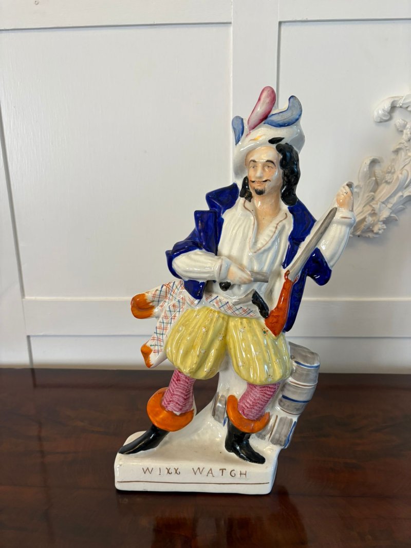 Large Antique Victorian Quality Staffordshire Flatback Figure of Will Watch Smuggler